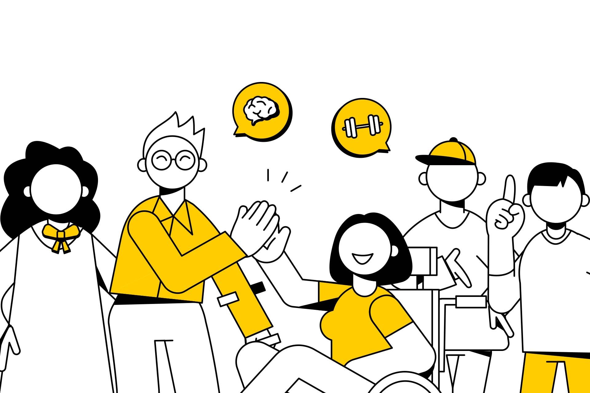 Illustriertes Kampagnenmotiv aus dem HA-ID-Projekt zum gesunden Altern