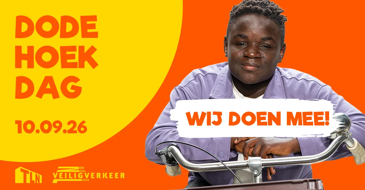 Liggende socialmedia-uiting voor de Nationale Blijf uit de Dode Hoek Dag 2026